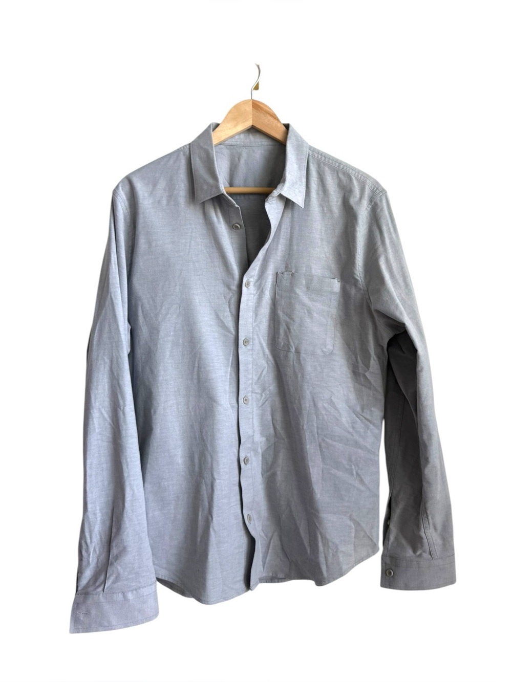 Lululemon Mens Grey Long Sleeve Button Down Shirt Chest Pocket Large